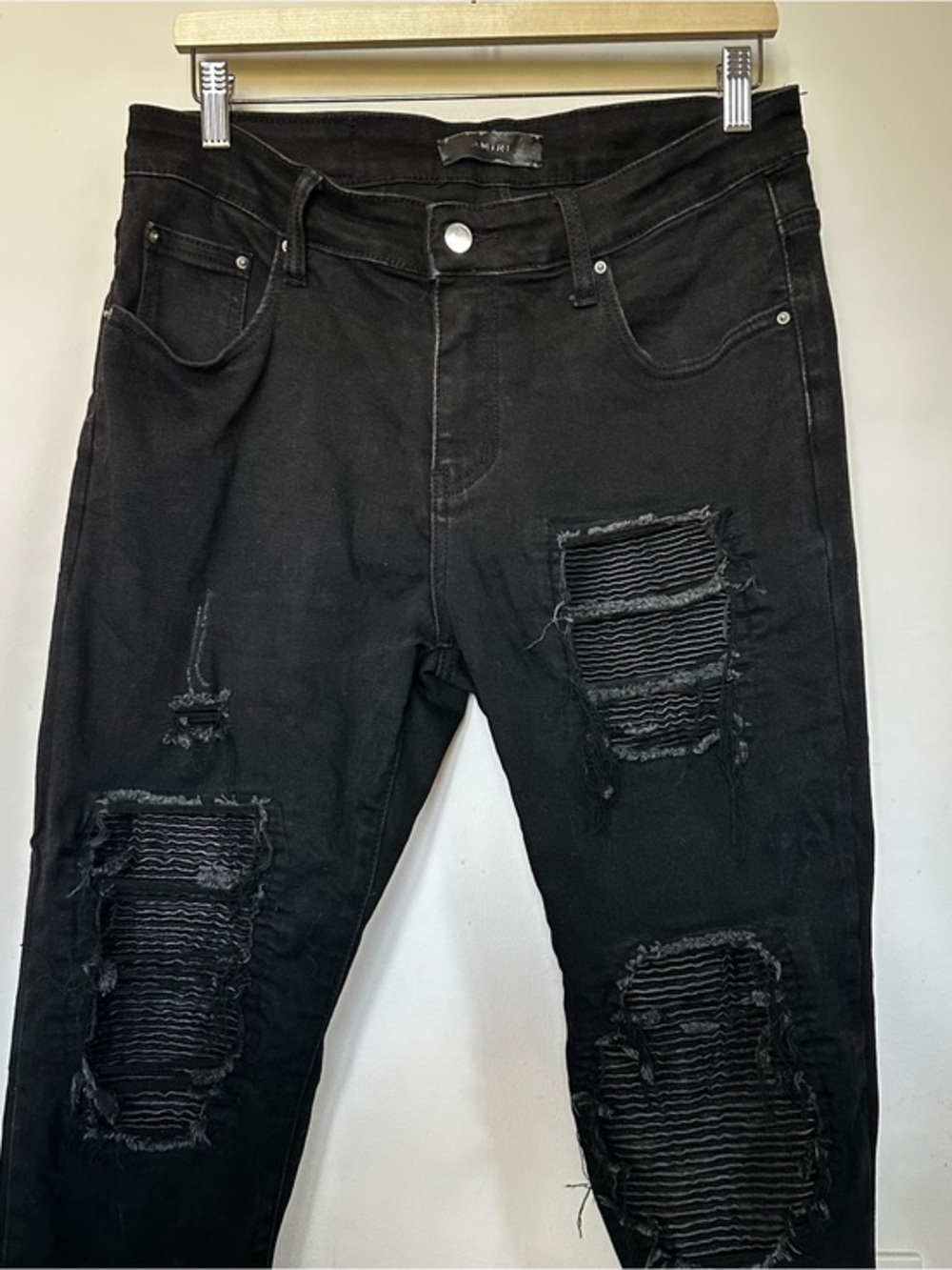 AMIRI Black MX1 Distressed Skinny Jeans Size 32